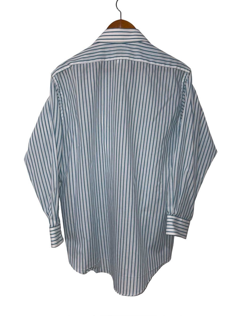 Vintage Sears Roebuck Blue & White Striped Dress Shirt 16.5 32/33 Coastal - Picture 2 of 6